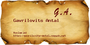 Gavrilovits Antal névjegykártya